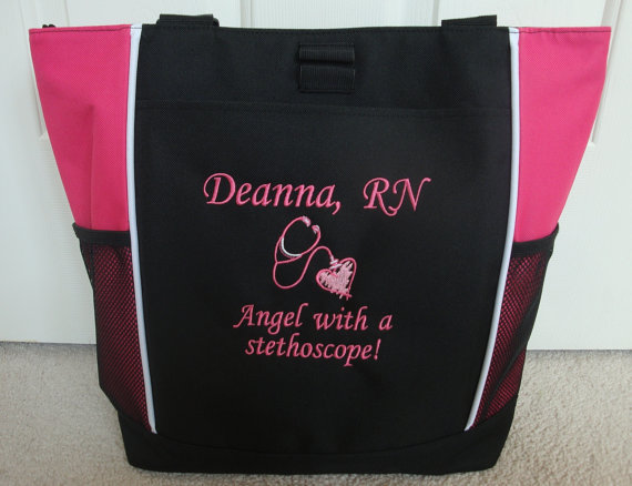 Nurse bling: Personalized tote bag | Scrubs - The Leading Lifestyle Nursing Magazine Featuring ...