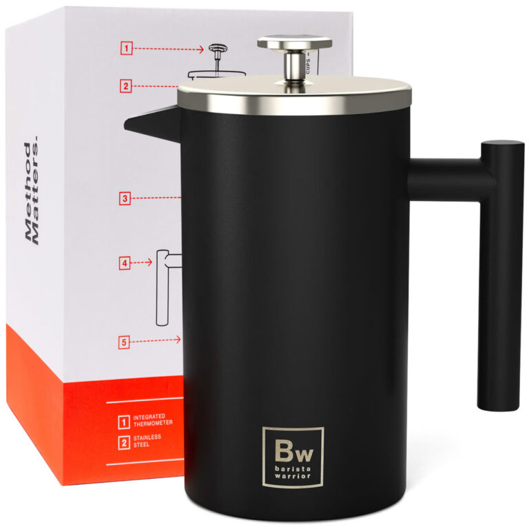 French Press with Thermometer, Insulated Stainless Steel Coffee Maker