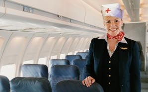 Flight attendant in a nursing cap