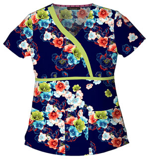 HeartSoul Mock Wrap Top in Electric Floral