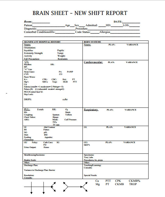 Nurse Brain Sheets New Shift Report Scrubs The Leading Lifestyle